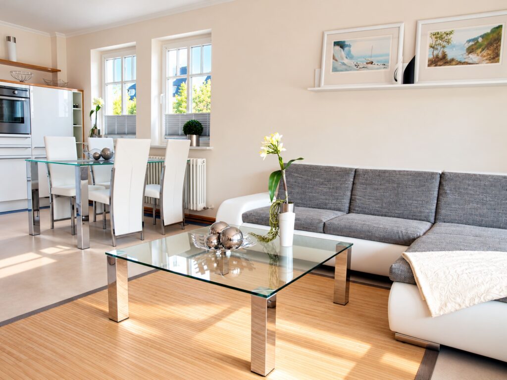 Ferienwohnung Strandglück Dünenpark Binz Rügen Wohnbereich Blick