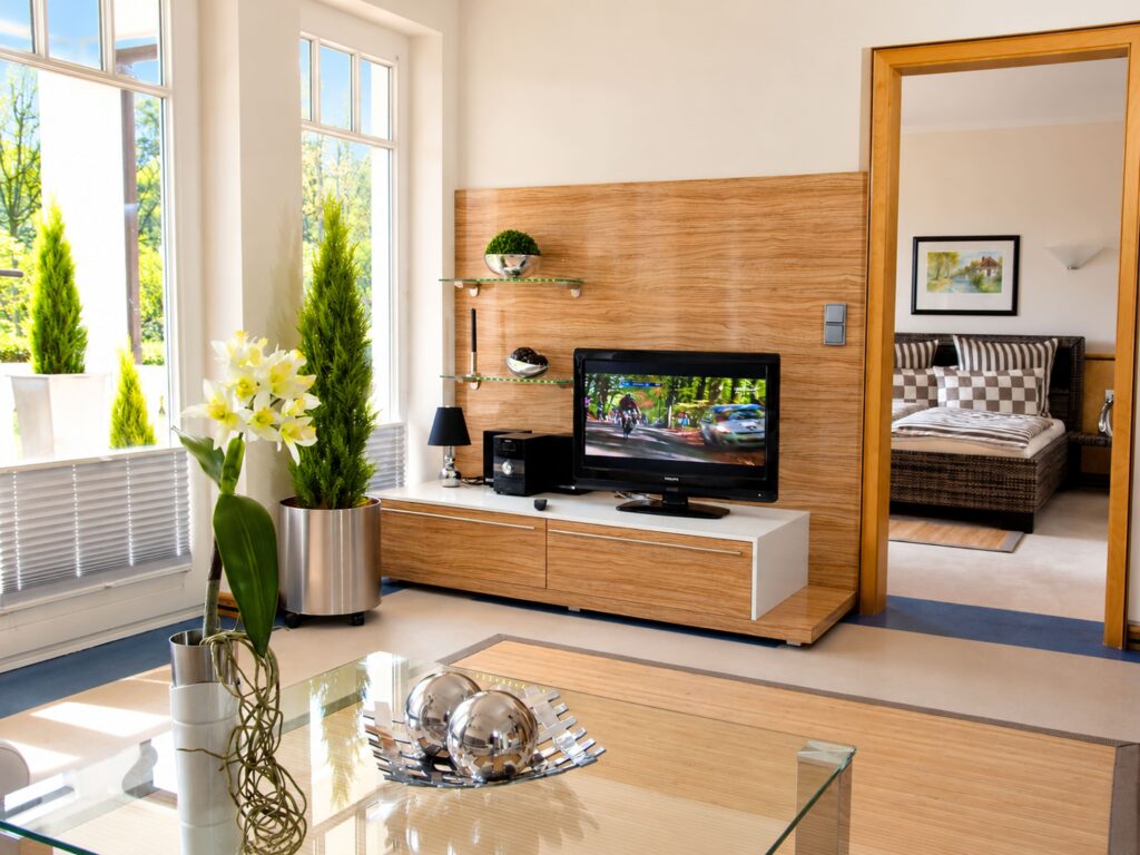 Ferienwohnung Strandglück Dünenpark Binz Rügen Wohnbereich Fernseher