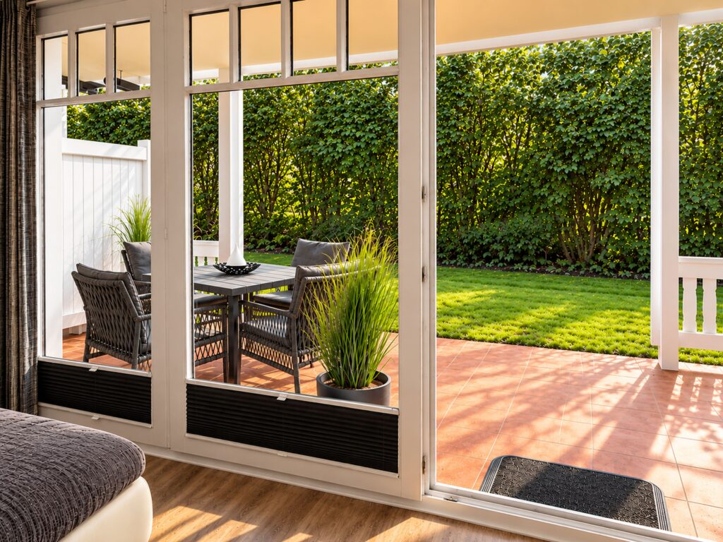 Ferienwohnung Strandzeit Dünenpark Binz Rügen Terrasse mit Möbel