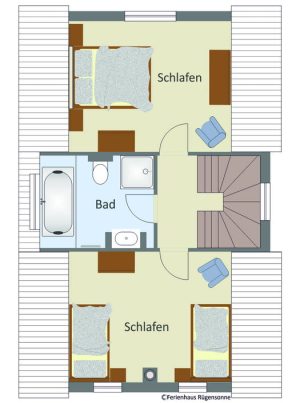 Ferienhaus Rügensonne Möbelplan OG